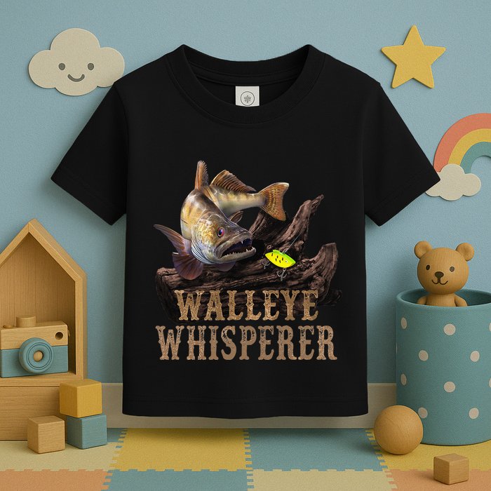 Large Walleye With Fishing Lure Drawing Walleye Whisperer Toddler T-Shirt