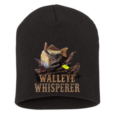 Large Walleye With Fishing Lure Drawing Walleye Whisperer Short Acrylic Beanie