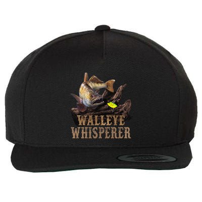 Large Walleye With Fishing Lure Drawing Walleye Whisperer Wool Snapback Cap