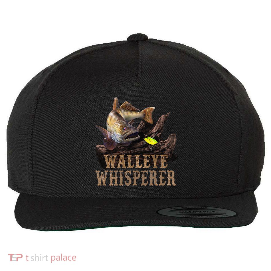Large Walleye With Fishing Lure Drawing Walleye Whisperer Wool Snapback Cap