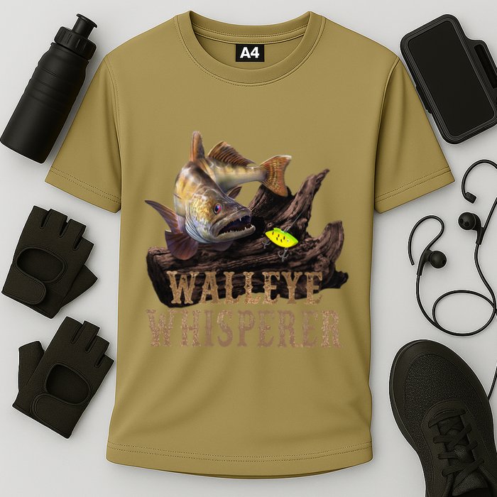 Large Walleye With Fishing Lure Drawing Walleye Whisperer Cooling Performance Crew T-Shirt
