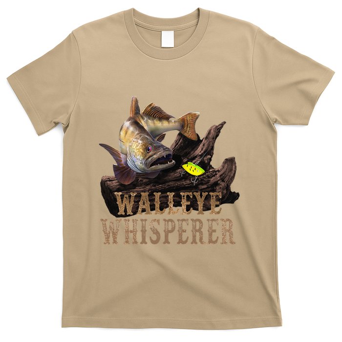 Large Walleye With Fishing Lure Drawing Walleye Whisperer T-Shirt