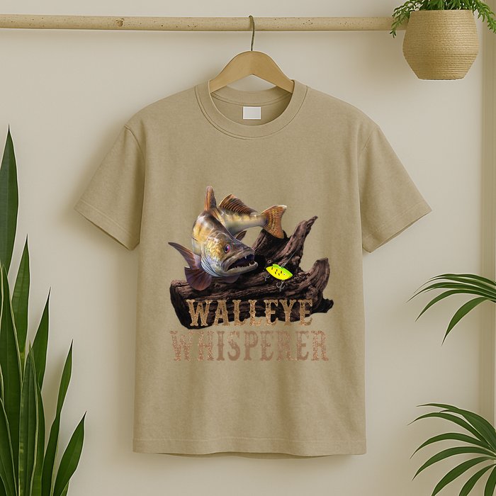 Large Walleye With Fishing Lure Drawing Walleye Whisperer T-Shirt