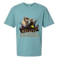 Large Walleye With Fishing Lure Drawing Walleye Whisperer Sueded Cloud Jersey T-Shirt