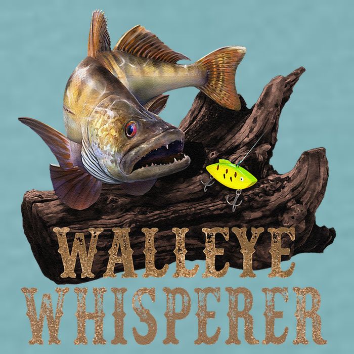 Large Walleye With Fishing Lure Drawing Walleye Whisperer Sueded Cloud Jersey T-Shirt