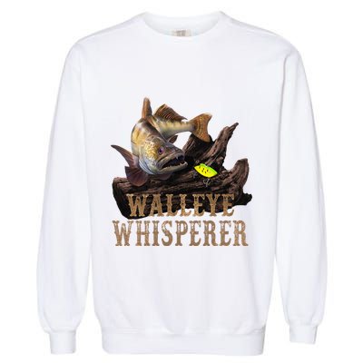 Large Walleye With Fishing Lure Drawing Walleye Whisperer Garment-Dyed Sweatshirt