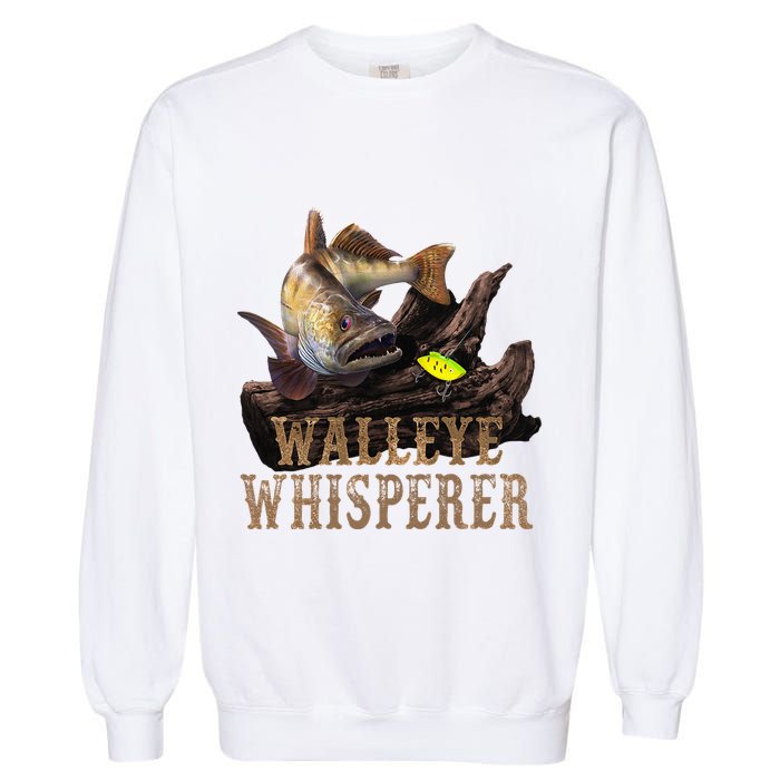 Large Walleye With Fishing Lure Drawing Walleye Whisperer Garment-Dyed Sweatshirt