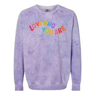 Love Who You Are Rainbow Positive Quote Colorblast Crewneck Sweatshirt