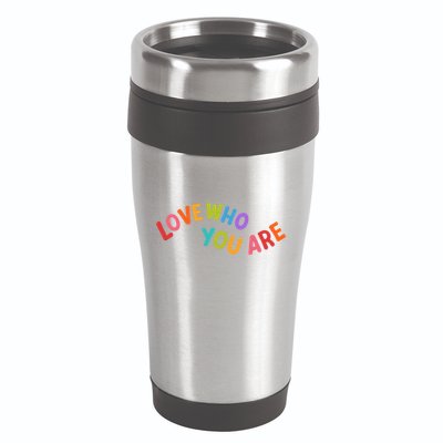 Love Who You Are Rainbow Positive Quote 16oz Travel Tumbler