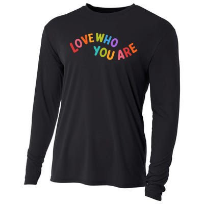 Love Who You Are Rainbow Positive Quote Cooling Performance Long Sleeve Crew