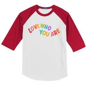 Love Who You Are Rainbow Positive Quote Kids Colorblock Raglan Jersey