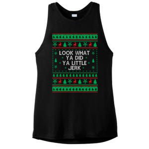 Look What Ya Did Ya Little Jerk Ugly Christmas Ladies PosiCharge Tri-Blend Wicking Tank