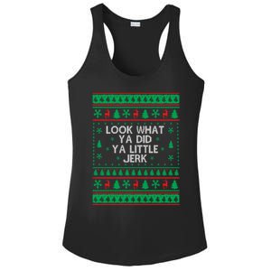 Look What Ya Did Ya Little Jerk Ugly Christmas Ladies PosiCharge Competitor Racerback Tank