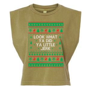 Look What Ya Did Ya Little Jerk Ugly Christmas Garment-Dyed Women's Muscle Tee