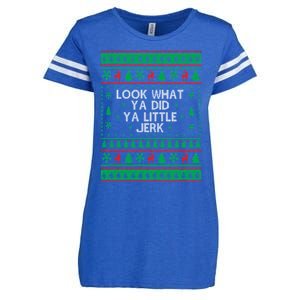 Look What Ya Did Ya Little Jerk Ugly Christmas Enza Ladies Jersey Football T-Shirt