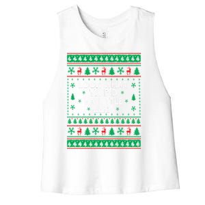 Look What Ya Did Ya Little Jerk Ugly Christmas Women's Racerback Cropped Tank