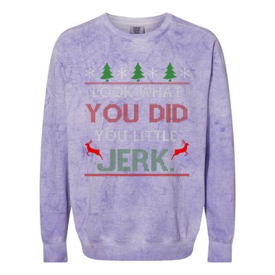 Look What You Did You Little Jerk Christmas Holiday Family Colorblast Crewneck Sweatshirt