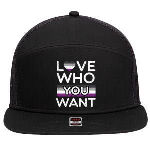 Love Who You Want Asexual Ace Pride Flag Asexuality Lgbtq Gift 7 Panel Mesh Trucker Snapback Hat