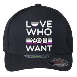 Love Who You Want Asexual Ace Pride Flag Asexuality Lgbtq Gift Flexfit Unipanel Trucker Cap