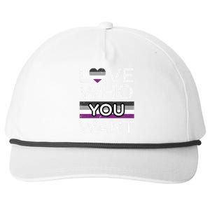 Love Who You Want Asexual Ace Pride Flag Asexuality Lgbtq Gift Snapback Five-Panel Rope Hat