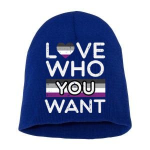 Love Who You Want Asexual Ace Pride Flag Asexuality Lgbtq Gift Short Acrylic Beanie