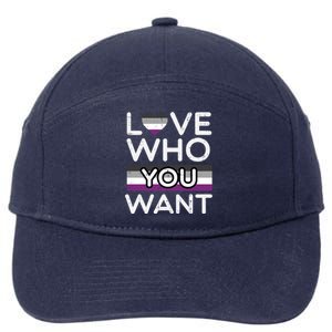 Love Who You Want Asexual Ace Pride Flag Asexuality Lgbtq Gift 7-Panel Snapback Hat