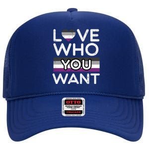 Love Who You Want Asexual Ace Pride Flag Asexuality Lgbtq Gift High Crown Mesh Back Trucker Hat