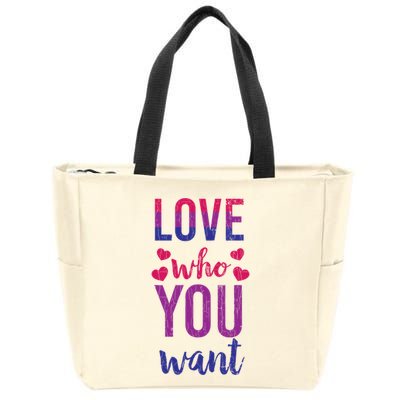 Love Who You Want Funny Bisexual Pride Lgbtq Graphic Gift Zip Tote Bag