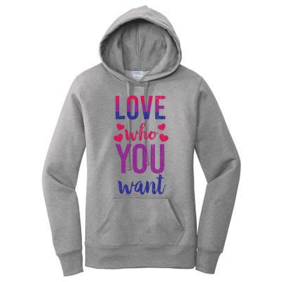 Love Who You Want Funny Bisexual Pride Lgbtq Graphic Gift Women's Pullover Hoodie