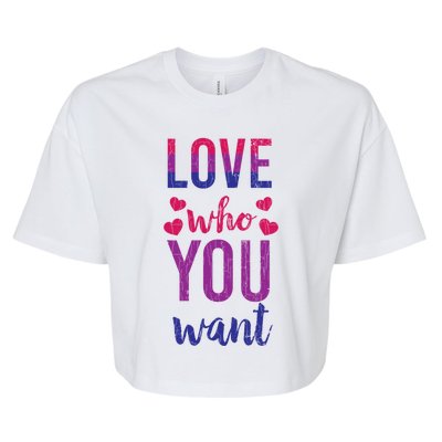 Love Who You Want Funny Bisexual Pride Lgbtq Graphic Gift Bella+Canvas Jersey Crop Tee