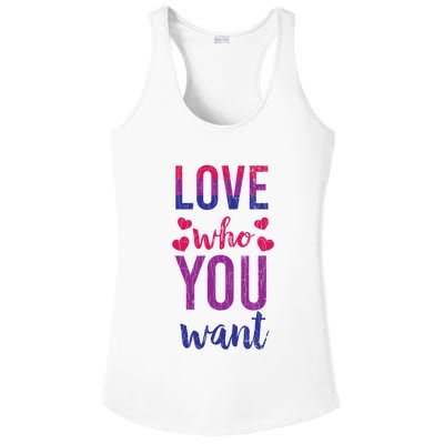 Love Who You Want Funny Bisexual Pride Lgbtq Graphic Gift Ladies PosiCharge Competitor Racerback Tank