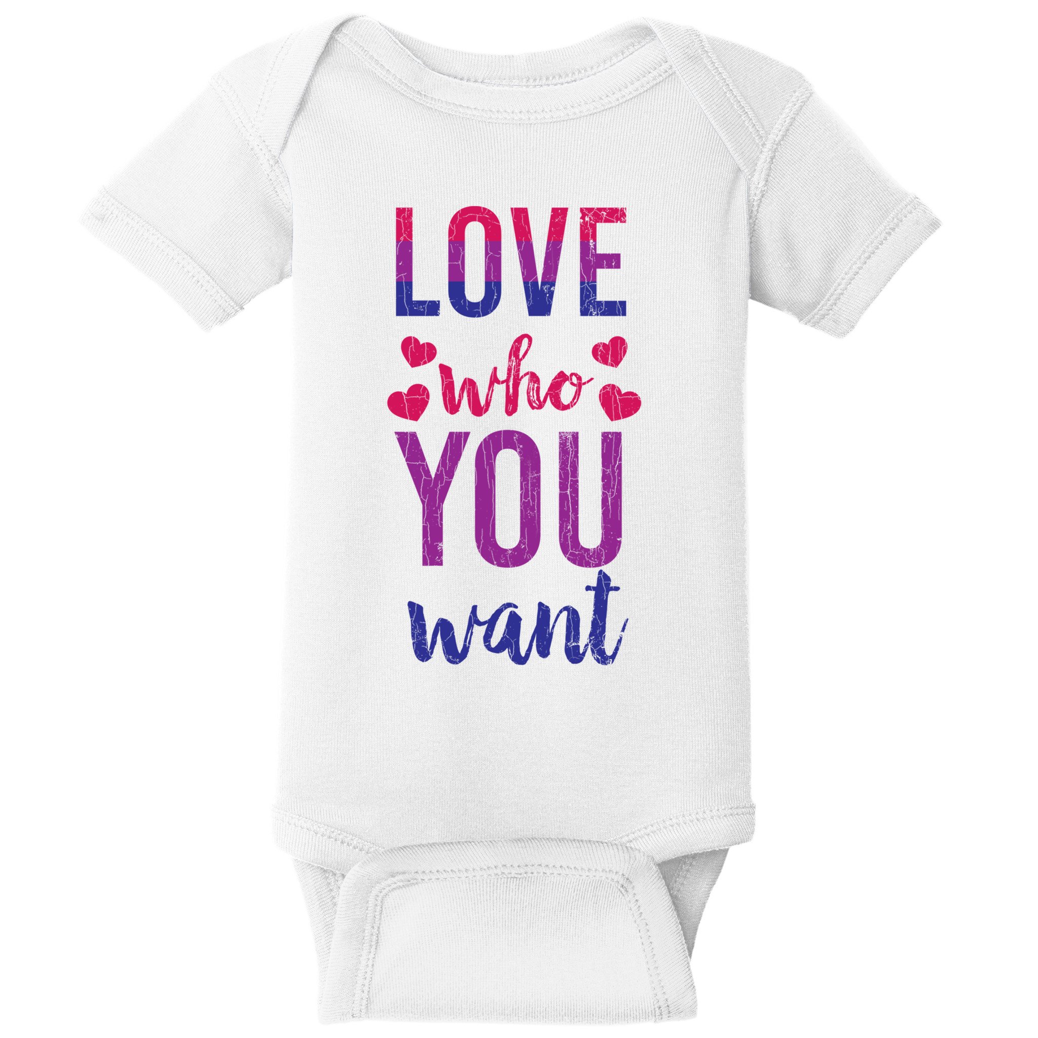 Love Who You Want Funny Bisexual Pride Lgbtq Graphic Gift Baby Bodysuit