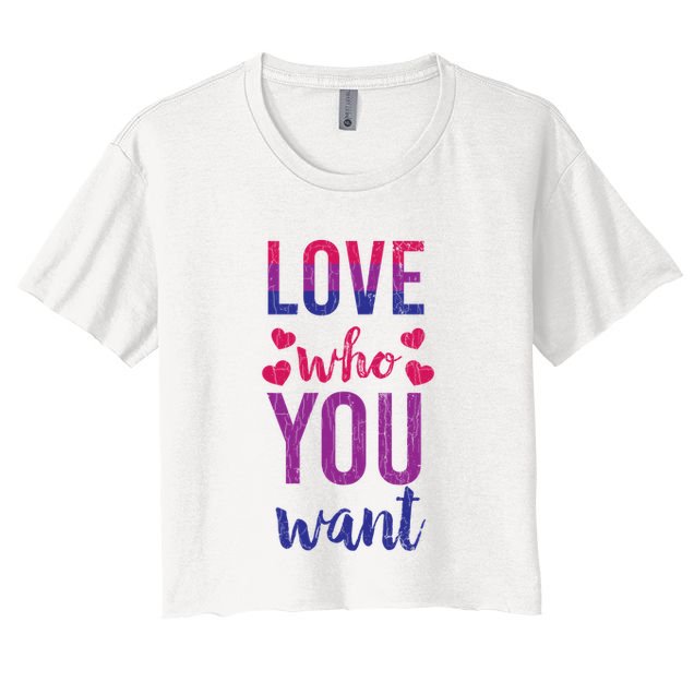 Love Who You Want Funny Bisexual Pride Lgbtq Graphic Gift Crop Top