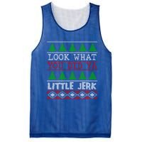 Look What You Did Ya Little Jerk Fun Xmas Ugly Christmas Gift Mesh Reversible Basketball Jersey Tank