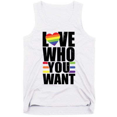 Love Who You Want Gay Pride LGBTQ Rainbow Vintage Tank Top