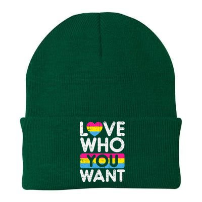 Love Who You Want Pansexual Pan Pride Flag LGBTQ Knit Cap Winter Beanie