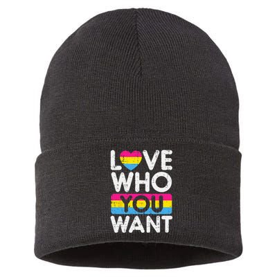 Love Who You Want Pansexual Pan Pride Flag LGBTQ Sustainable Knit Beanie