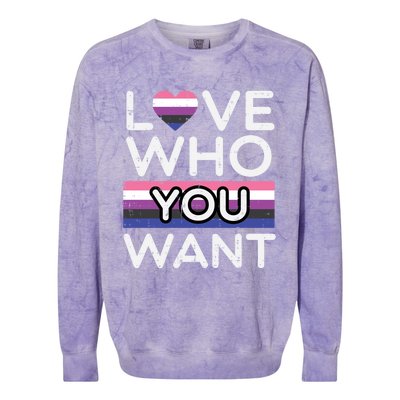 Love Who You Want Genderfluid Pride Flag Lgbtq Great Gift Colorblast Crewneck Sweatshirt