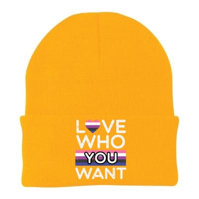 Love Who You Want Genderfluid Pride Flag Lgbtq Great Gift Knit Cap Winter Beanie