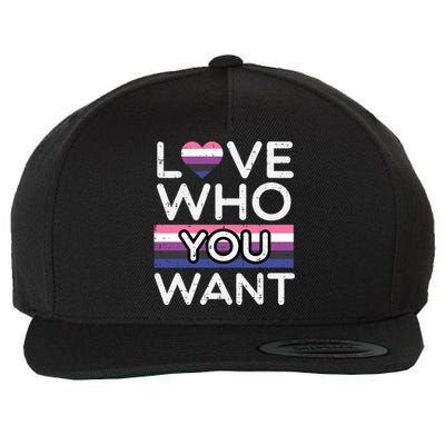 Love Who You Want Genderfluid Pride Flag Lgbtq Great Gift Wool Snapback Cap