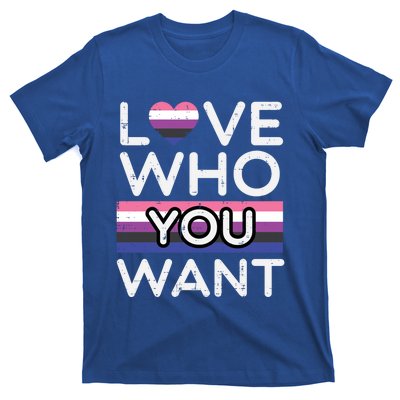 Love Who You Want Genderfluid Pride Flag Lgbtq Great Gift T-Shirt