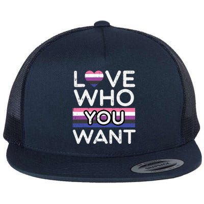 Love Who You Want Genderfluid Pride Flag Lgbtq Great Gift Flat Bill Trucker Hat