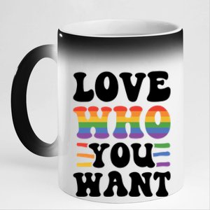 Love Who You Want Lgbtq Diversity Rainbow Pride Gay Queer Gift 11oz Black Color Changing Mug