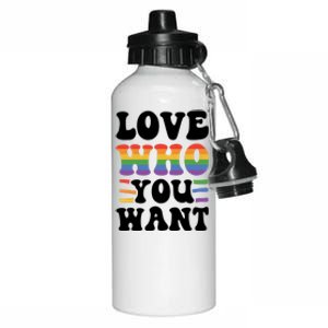 Love Who You Want Lgbtq Diversity Rainbow Pride Gay Queer Gift Aluminum Water Bottle