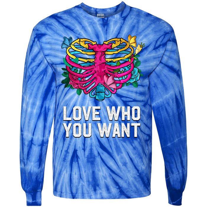 Love Who You Want Pansexual Lgbtq Pan Pride Uplifting Gift Tie-Dye Long Sleeve Shirt