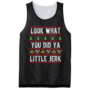 Look What You Did Ya Little Jerk Christmas Holiday Xmas Mesh Reversible Basketball Jersey Tank