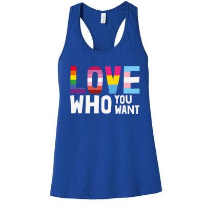 Love Who You Want Pride Gear Lgbt Rainbow Flag Ally Gift Women's Racerback Tank