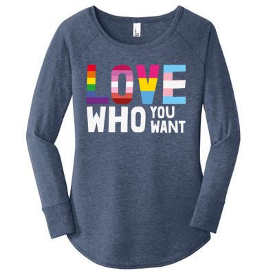 Love Who You Want Pride Gear Lgbt Rainbow Flag Ally Gift Women's Perfect Tri Tunic Long Sleeve Shirt