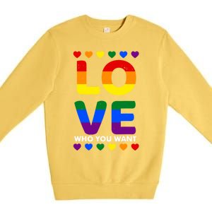 Love Who You Want Pride Lgbt Equivalent Gift Premium Crewneck Sweatshirt