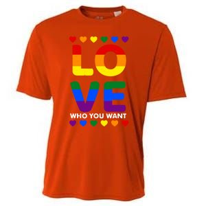 Love Who You Want Pride Lgbt Equivalent Gift Cooling Performance Crew T-Shirt